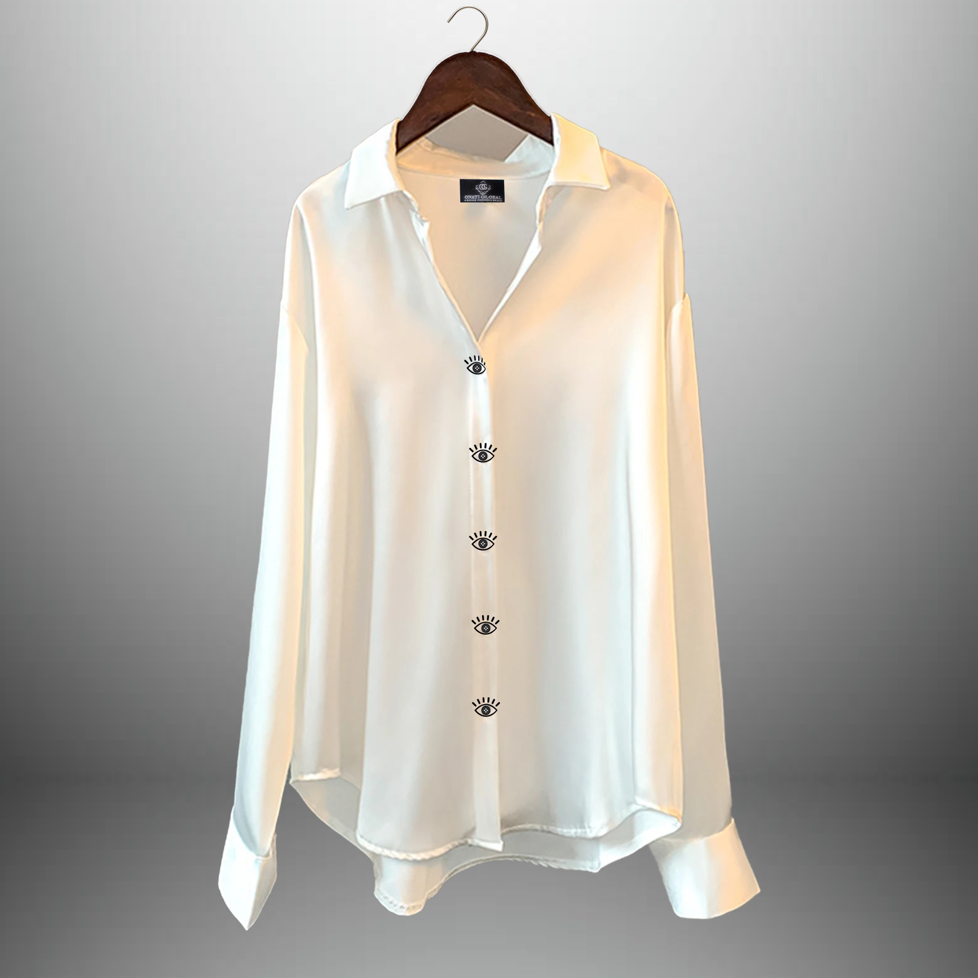 Cute Button-up White Shirt with Lashes-RET096